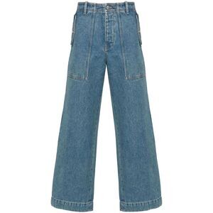 MAISON KITSUNE Wide Leg Denim Carpenter Pants Men CLEAR BLUE